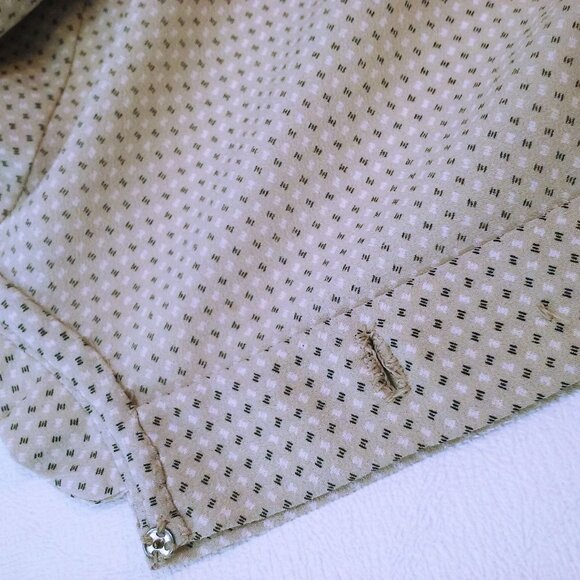 Vintage Quality Handmade Silk Blouse Lady(M-10) Hidden ButtonsUp Snaps Dots Tan - Picture 8 of 11